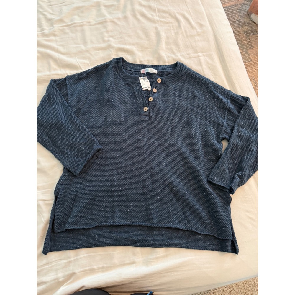 Free People FP Beach Hailee Sweater Set XL Navy Waffle Knit 2 Piece - Picture 4 of 10